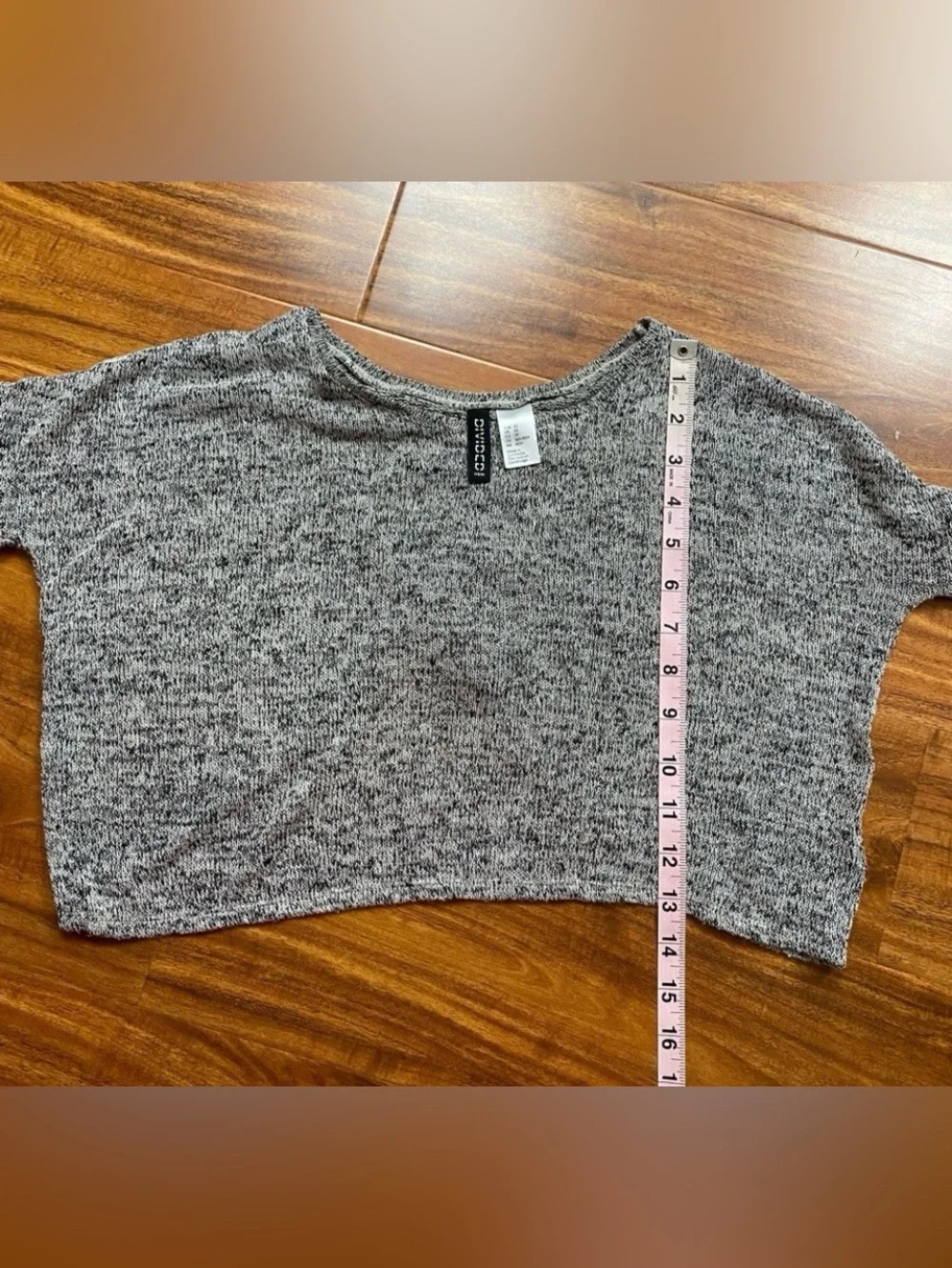 H&M Divided Women's Marbled Gray Crop Stretch Knit Top Size XS Casual Balletcore